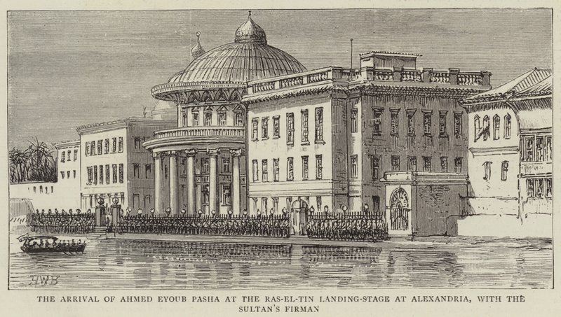Ahmed Eyoub Pasha érkezése a Ras-el-Tin leszállópályára Alexandriában a szultán Firmannal alkotó: Henry William Brewer