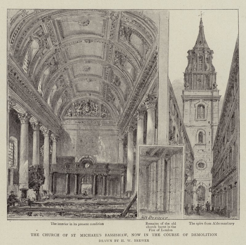 A Szent Mihály Bassishaw-templom, jelenleg a bontás folyamatában alkotó: Henry William Brewer