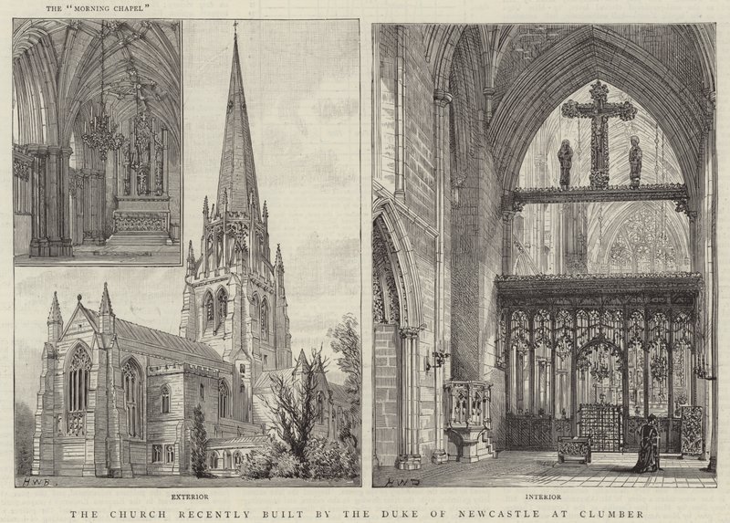 Newcastle hercege által nemrég épített templom Clumberben alkotó: Henry William Brewer