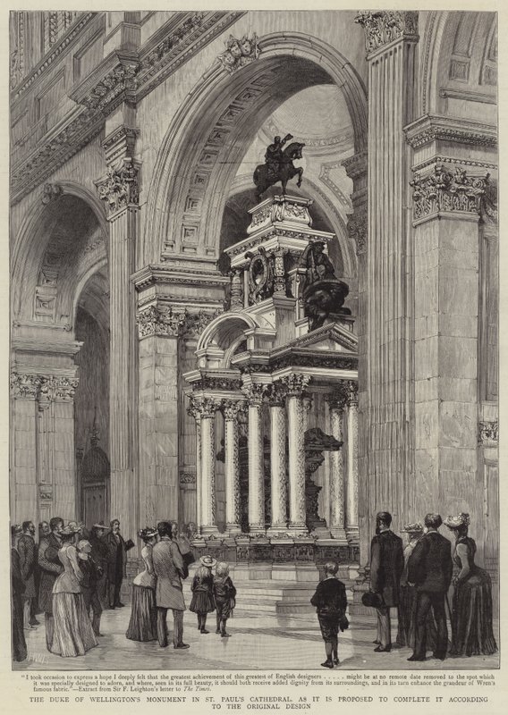 Wellington hercegének emlékműve a Szent Pál katedrálisban, ahogy azt az eredeti terv szerint tervezik alkotó: Henry William Brewer