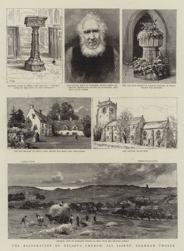 Nelson templomának helyreállítása, Mindenszentek, Burnham Thorpe alkotó: Henry William Brewer