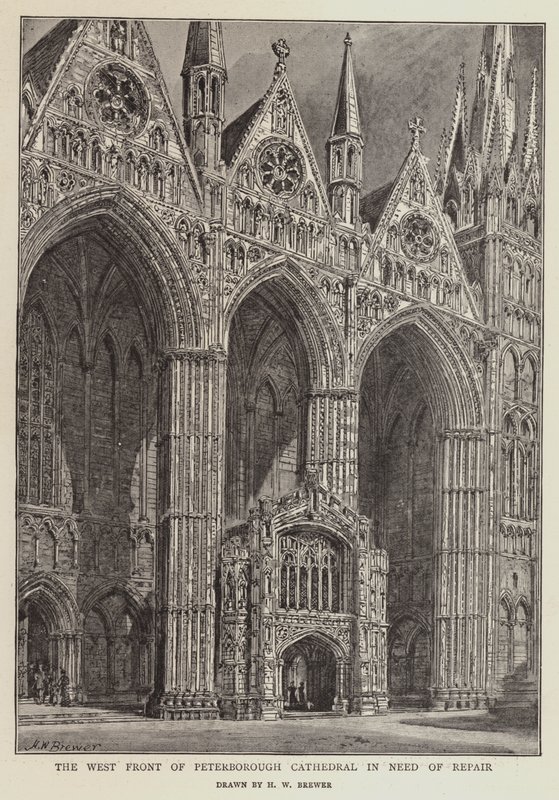 A Peterborough-i katedrális nyugati frontja javításra szorul alkotó: Henry William Brewer