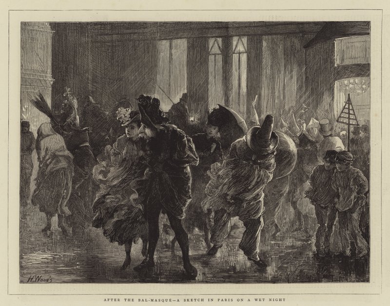 A Bal-Masque után egy vázlat Párizsban egy nedves éjszakán alkotó: Henry Woods