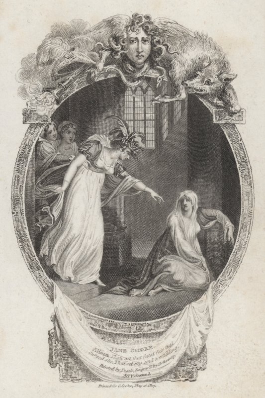 Jelenet a Jane Shore tragédiájából, Nicholas Rowe (metszet) alkotó: Henry  Fuseli