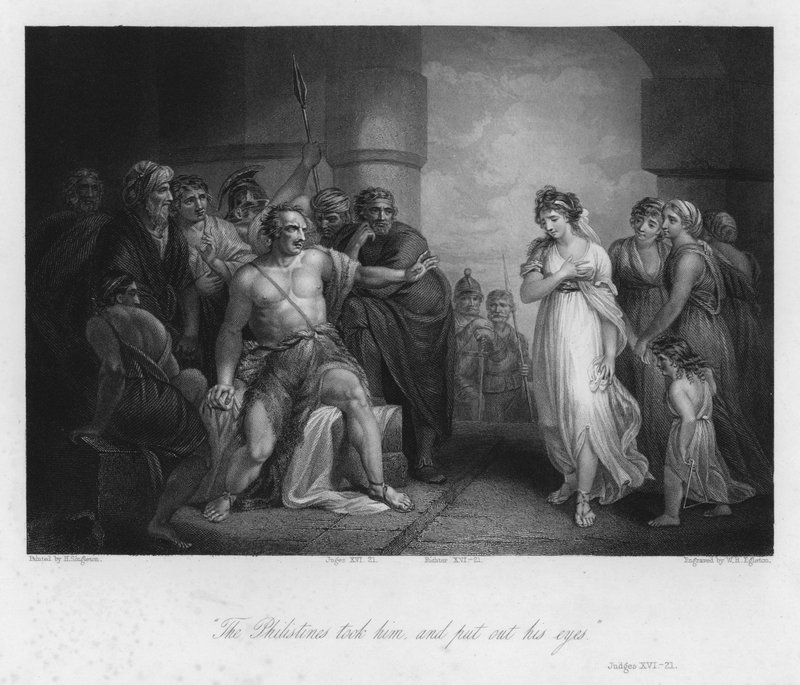 Sámson és Delila, XVI. bírák, 21 (metszet) alkotó: Henry (after) Singleton
