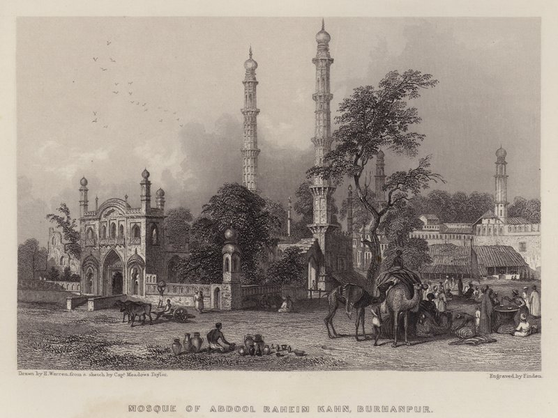 Abdul Rahim Khan mecset, Burhanpur (színes litó) alkotó: Henry (after) Warren