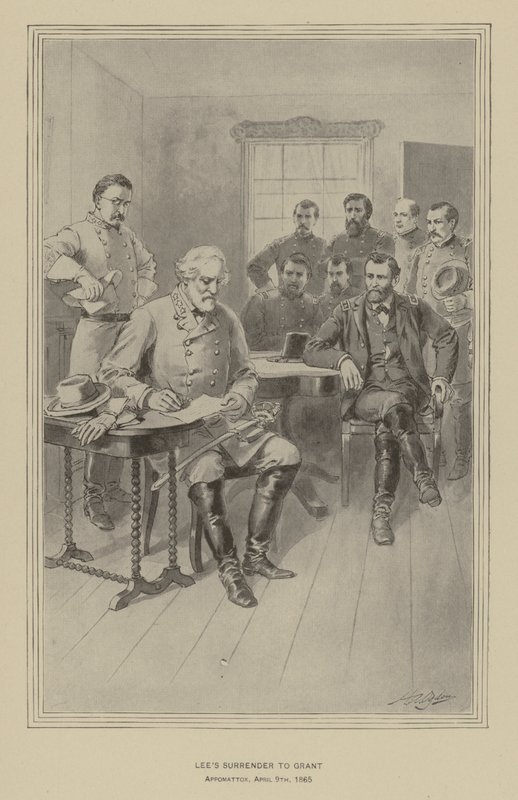 Lee megadása Grantnek, Appomattox, Virginia, 1865. április 9. (litho) alkotó: Henry Alexander (after) Ogden