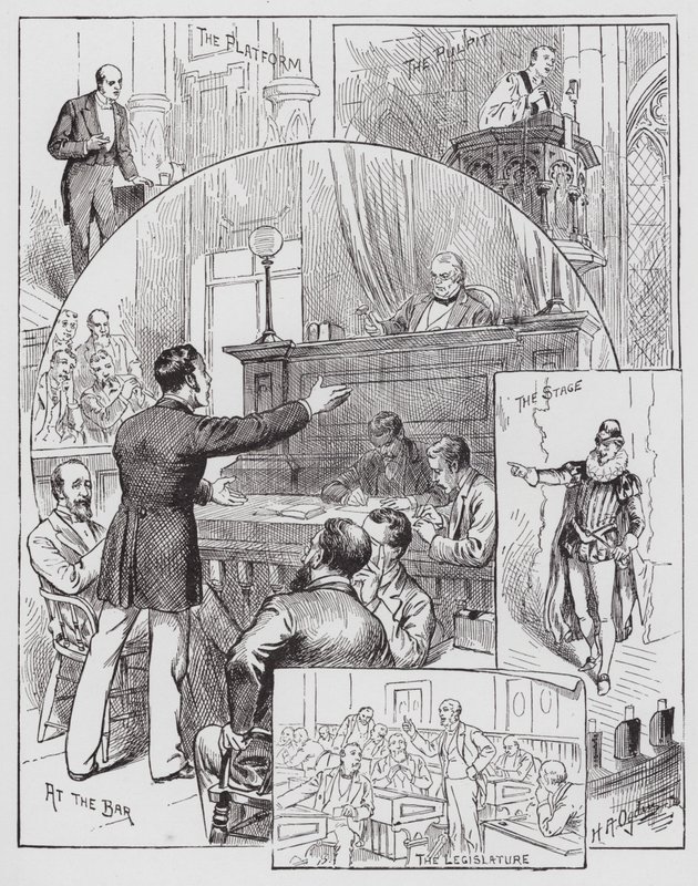 Oratórium és deklamáció (metszet) alkotó: Henry Alexander (after) Ogden