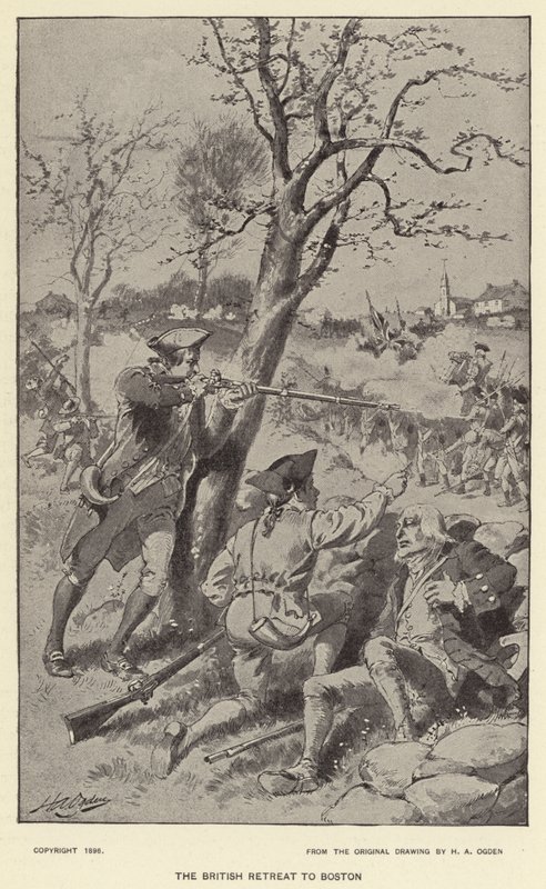 A brit visszavonulás Bostonba (litho) alkotó: Henry Alexander (after) Ogden