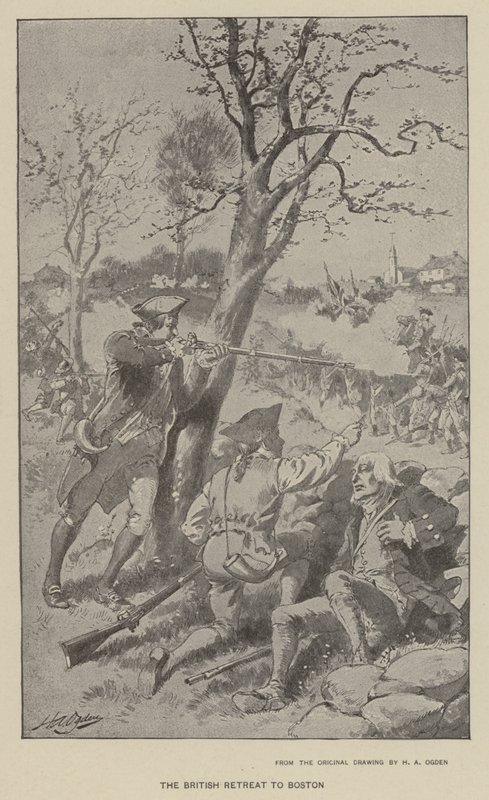 A britek visszavonulnak Bostonba (litho) alkotó: Henry Alexander (after) Ogden