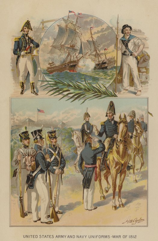 Az Egyesült Államok hadseregének és haditengerészetének egyenruhája – 1812-es háború (chromolitho) alkotó: Henry Alexander (after) Ogden