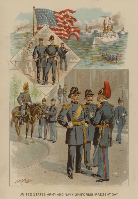 Az Egyesült Államok Hadseregének és Haditengerészetének egyenruhája – napjainkban (chromolitho) alkotó: Henry Alexander (after) Ogden