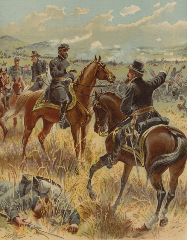 Meade tábornok a gettysburgi csatában, Pennsylvania, amerikai polgárháború, 1863. július 2. alkotó: Henry Alexander Ogden