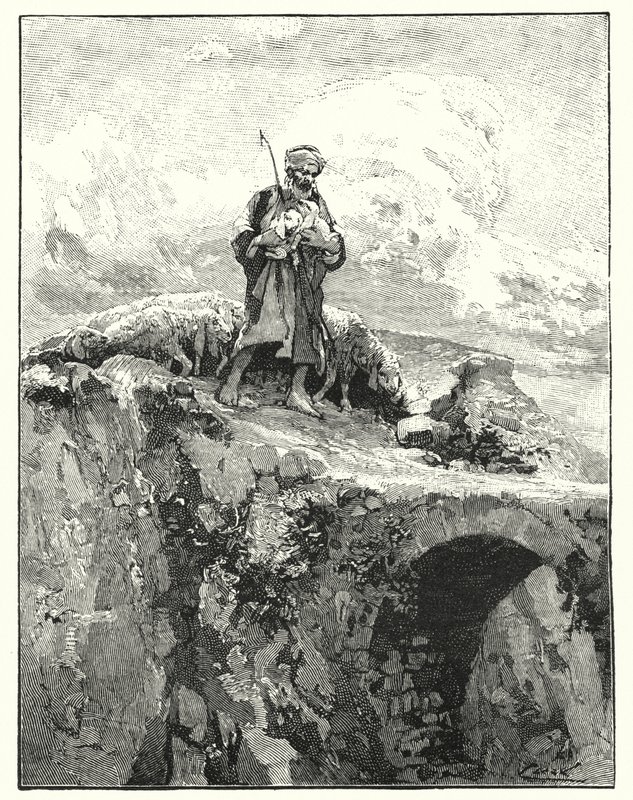 Mellvéd nélküli híd a Jordánon (litho) alkotó: Henry Andrew Harper