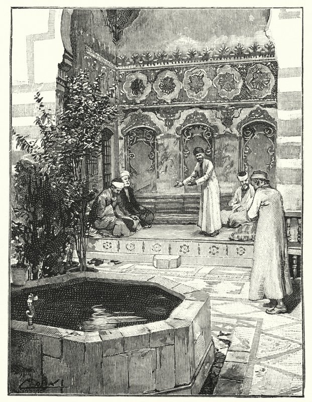 Vendégek fogadása levánban, Damaszkusz (litho) alkotó: Henry Andrew Harper