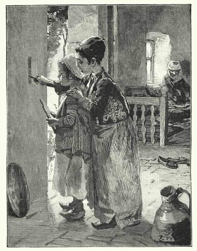 Statútumok és törvények a zsidó ház ajtófélfájára (litho) alkotó: Henry Andrew Harper