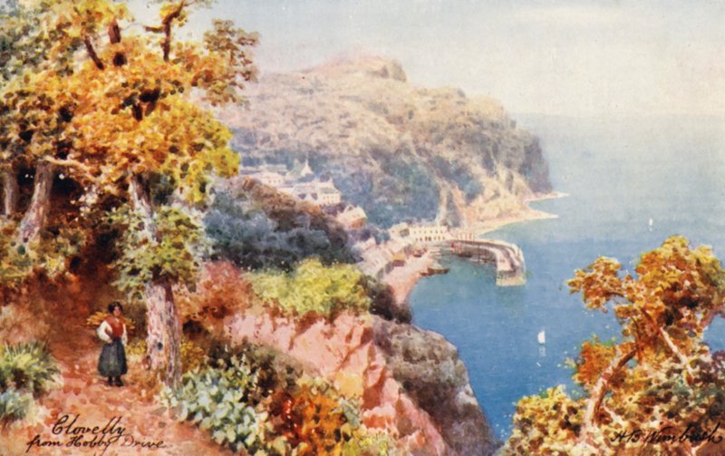 Clovelly, a Hobby Drive felől (színes litográfia) alkotó: Henry B. (after) Wimbush