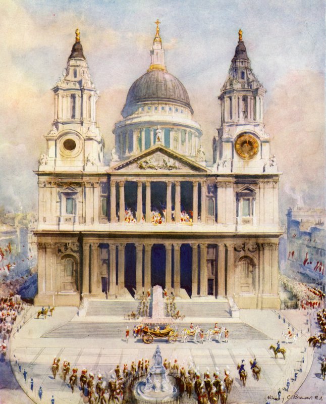 Szent Pál-székesegyház, London, az ima és a hálaadás helyszíne V. György király ezüstjubileumán alkotó: Henry Charles Brewer