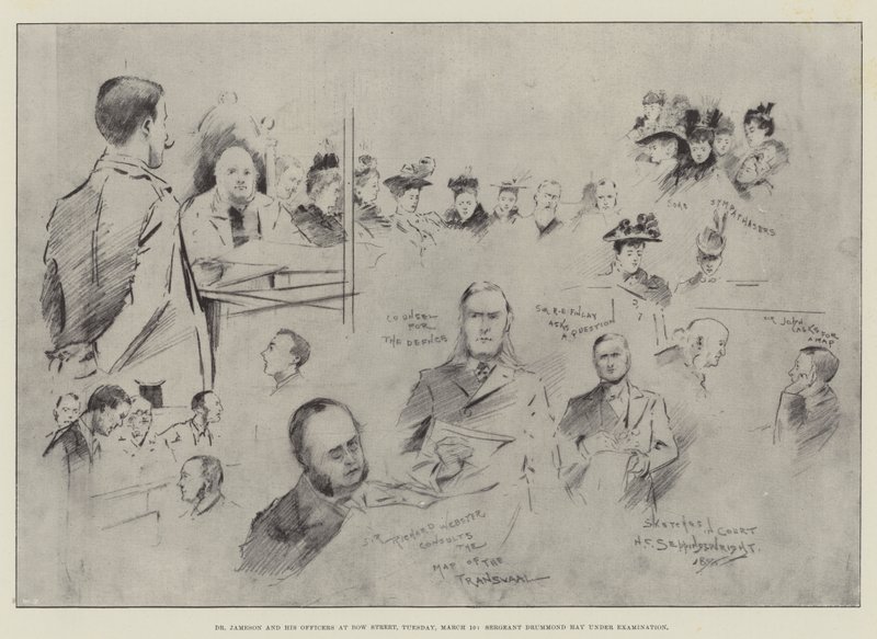 Dr. Jameson és tisztjei a Bow Streeten, március 10-én, kedden, Drummond Hay őrmestert vizsgálják alkotó: Henry Charles Seppings Wright