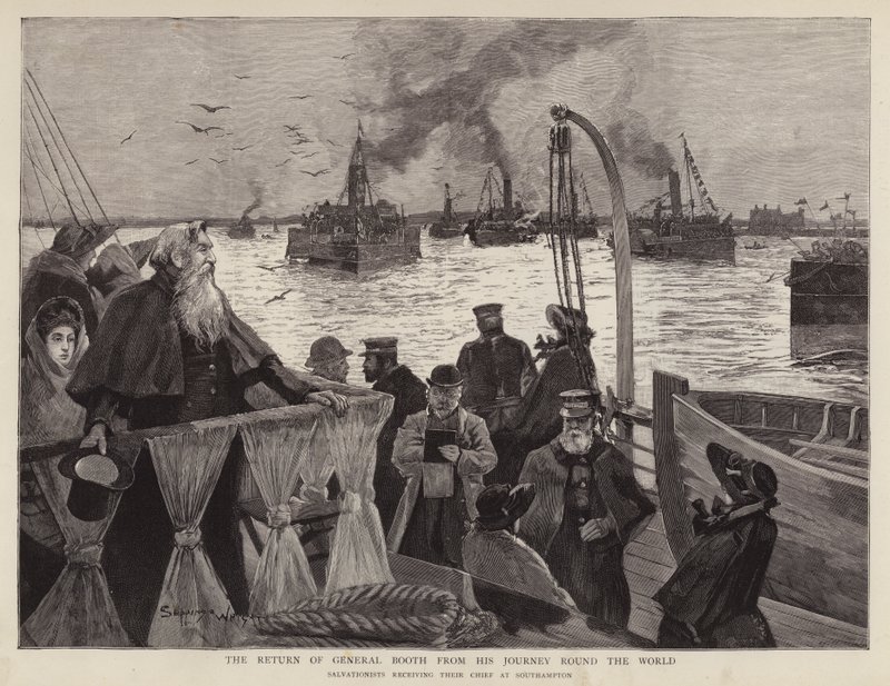 William Booth tábornok, az Üdvhadsereg brit alapítója világkörüli körútja után visszatér Southamptonba alkotó: Henry Charles Seppings Wright