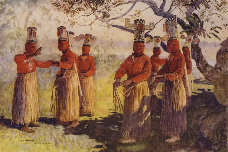 Álarcos táncosok, Opaina, Apaporis folyó, Brazília alkotó: Henry Charles Seppings Wright