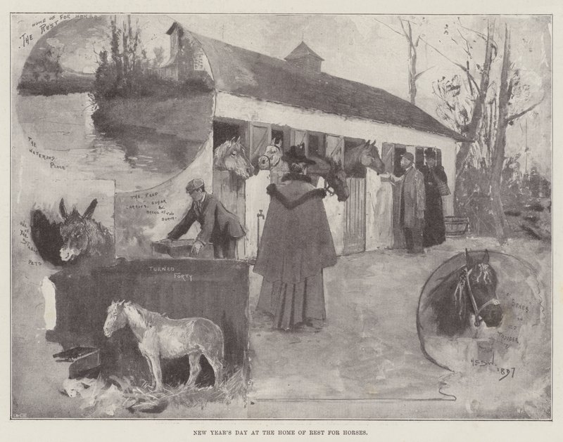Újév napja a Lovak Pihenő Otthonában alkotó: Henry Charles Seppings Wright