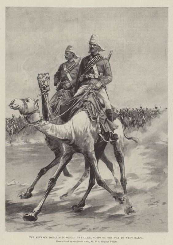 Az előrenyomulás Dongola felé, a tevehadtest a Wady Halfa felé vezető úton alkotó: Henry Charles Seppings Wright