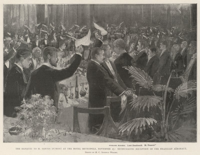 Bankett M Santos Dumontnak a Hotel Metropole-ban, november 25., a brazil repülõ lelkes fogadása alkotó: Henry Charles Seppings Wright