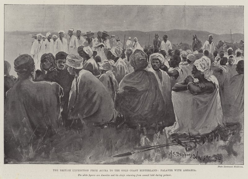 A brit expedíció Accrából Gold Coast hátországába, Palaver Amrahiával alkotó: Henry Charles Seppings Wright