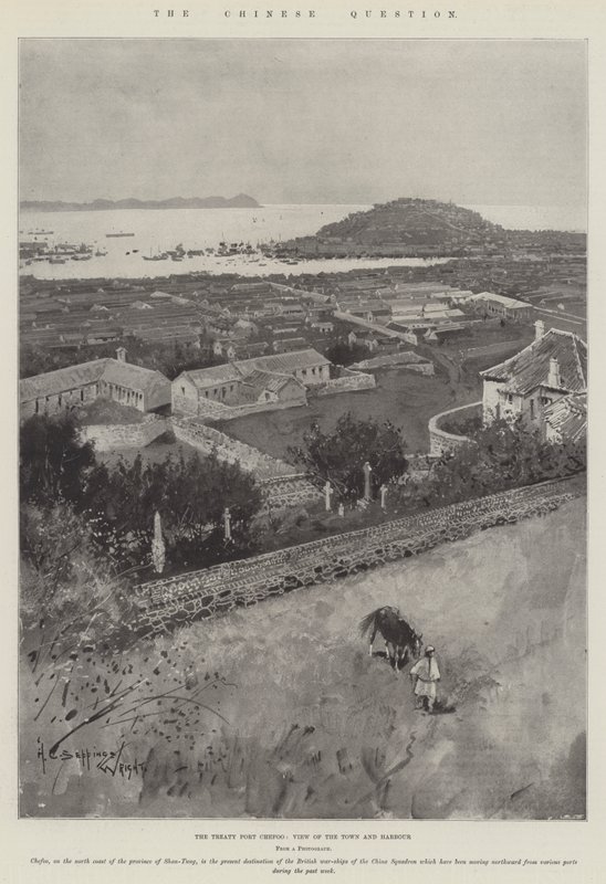 A kínai kérdés, a szerződés Port Chefoo, Kilátás a városra és a kikötőre alkotó: Henry Charles Seppings Wright