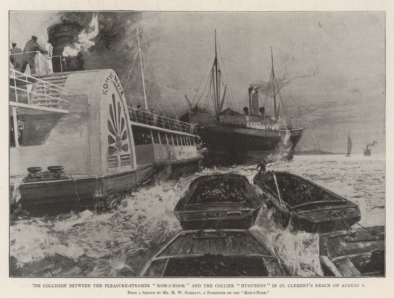 A Koh-i-Noor Pleasure Steamer és a Collier Huguenot ütközése St Clement