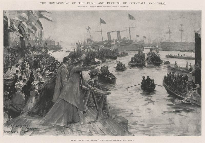 Cornwall és York hercegének és hercegnőjének hazatérése alkotó: Henry Charles Seppings Wright