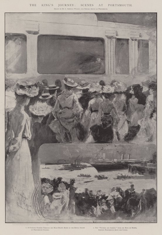 A király utazása, Portsmouthi jelenetek alkotó: Henry Charles Seppings Wright