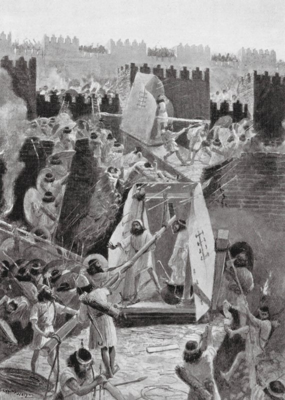 A perzsák megrohamozzák Babilon fellegvárát (litho) alkotó: Henry Charles Seppings Wright