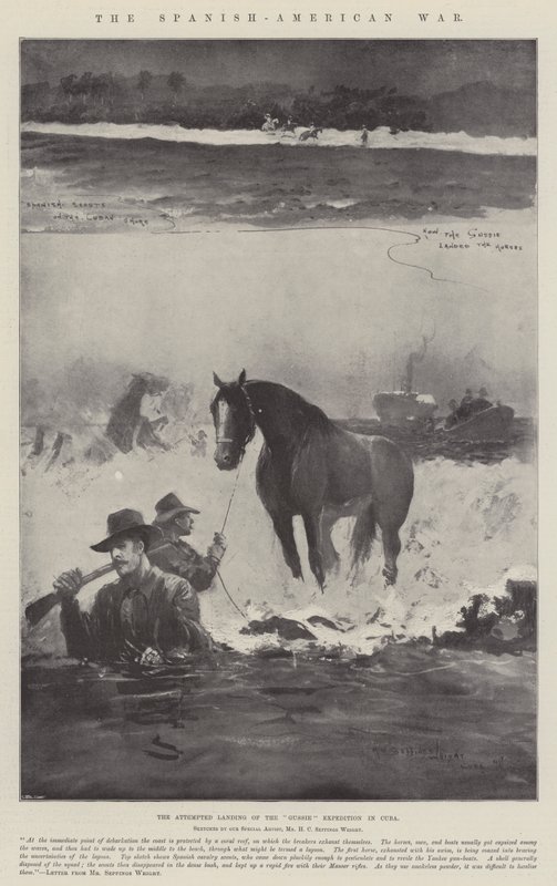 A spanyol-amerikai háború, a Gussie-expedíció partraszállási kísérlete Kubában alkotó: Henry Charles Seppings Wright