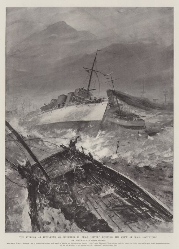 A tájfun Hongkongban november 10-én, a HMS Otter megmenti a HMS Sandpiper legénységét alkotó: Henry Charles Seppings Wright