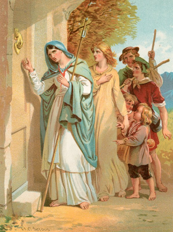Christiana kopogtat a tolmács ajtaján alkotó: Henry Courtney Selous