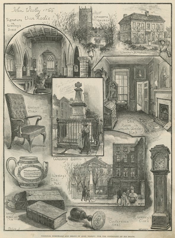 John Wesley személyes emlékei és ereklyéi: halálának századik évfordulójára (metszet) alkotó: Henry Edward Tidmarsh