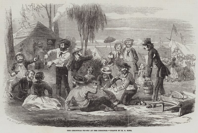 A karácsonyi piknik a Diggingsnél alkotó: Henry George Hine
