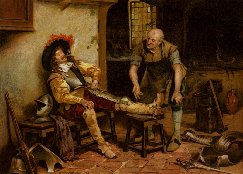Egy Splendid Fit, egy férfi, akit páncéllal látnak el (chromolitho) alkotó: Henry Gillard (after) Glindoni