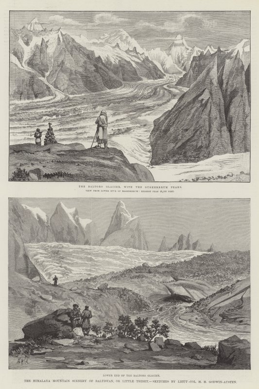 A Himalája hegyi táj Baltisztánban, vagy a Kis Thibetben alkotó: Henry Haversham Godwin Austen