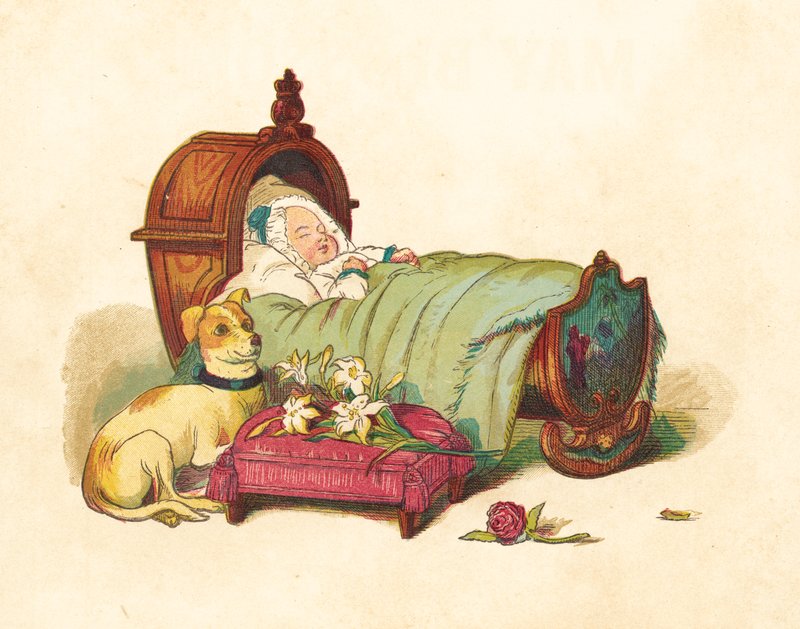 Viktória hercegnő a kiságyában alszik (színes litó) alkotó: Henry Hetherington Emmerson