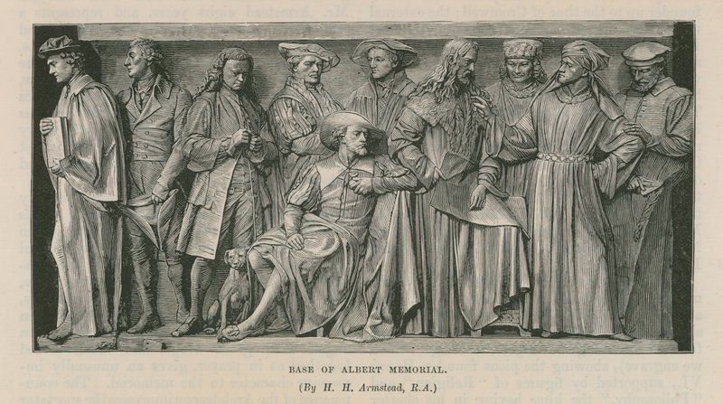 Szobrok az Albert-emlékmű tövében alkotó: Henry Hugh Armstead
