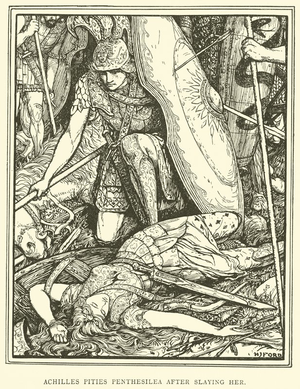 Achilles megsajnálja Penthesileát, miután megölte alkotó: Henry Justice Ford