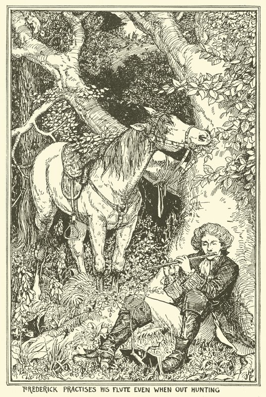 Frederick még vadászat közben is gyakorolja a furulyáját alkotó: Henry Justice Ford
