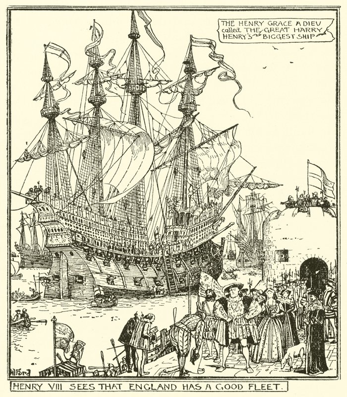 VIII. Henrik látja, hogy Angliának jó flottája van alkotó: Henry Justice Ford