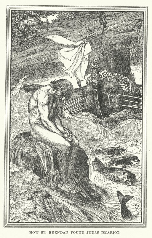 Hogyan találta meg Szent Brendan Iskarióti Júdást (litho) alkotó: Henry Justice Ford