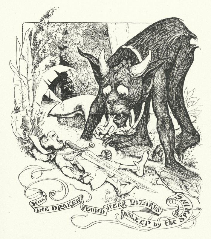 Hogyan találta meg a Draken Herr Lazarust aludni a forrás mellett (metszet) alkotó: Henry Justice Ford