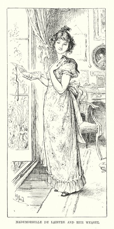 Mademoiselle de Laistre és a menyét (metszet) alkotó: Henry Justice Ford