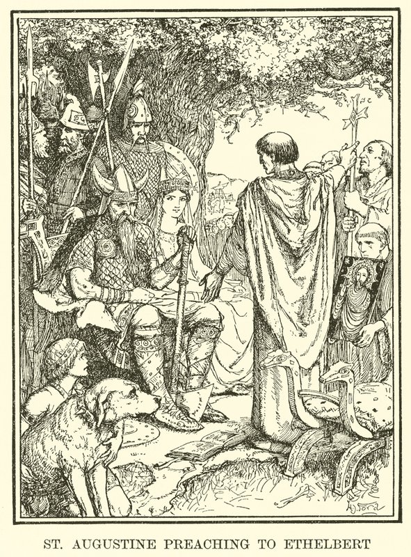 Szent Ágoston prédikál Ethelbertnek alkotó: Henry Justice Ford
